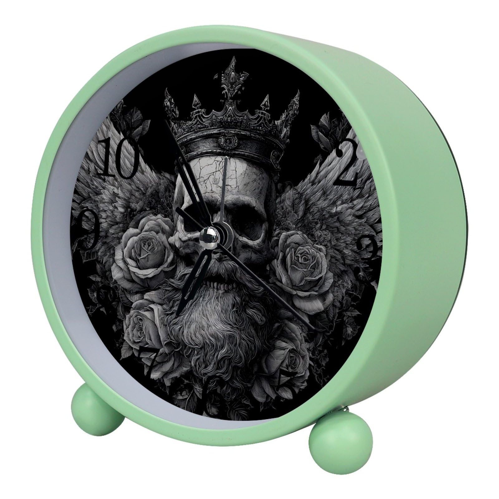etoenbrc Vintage Skull 10.9" Alarm Clock,Small Battery Operated Clock, Slient Plastic Table Clock for Living Room Decor,Bedroom,Office