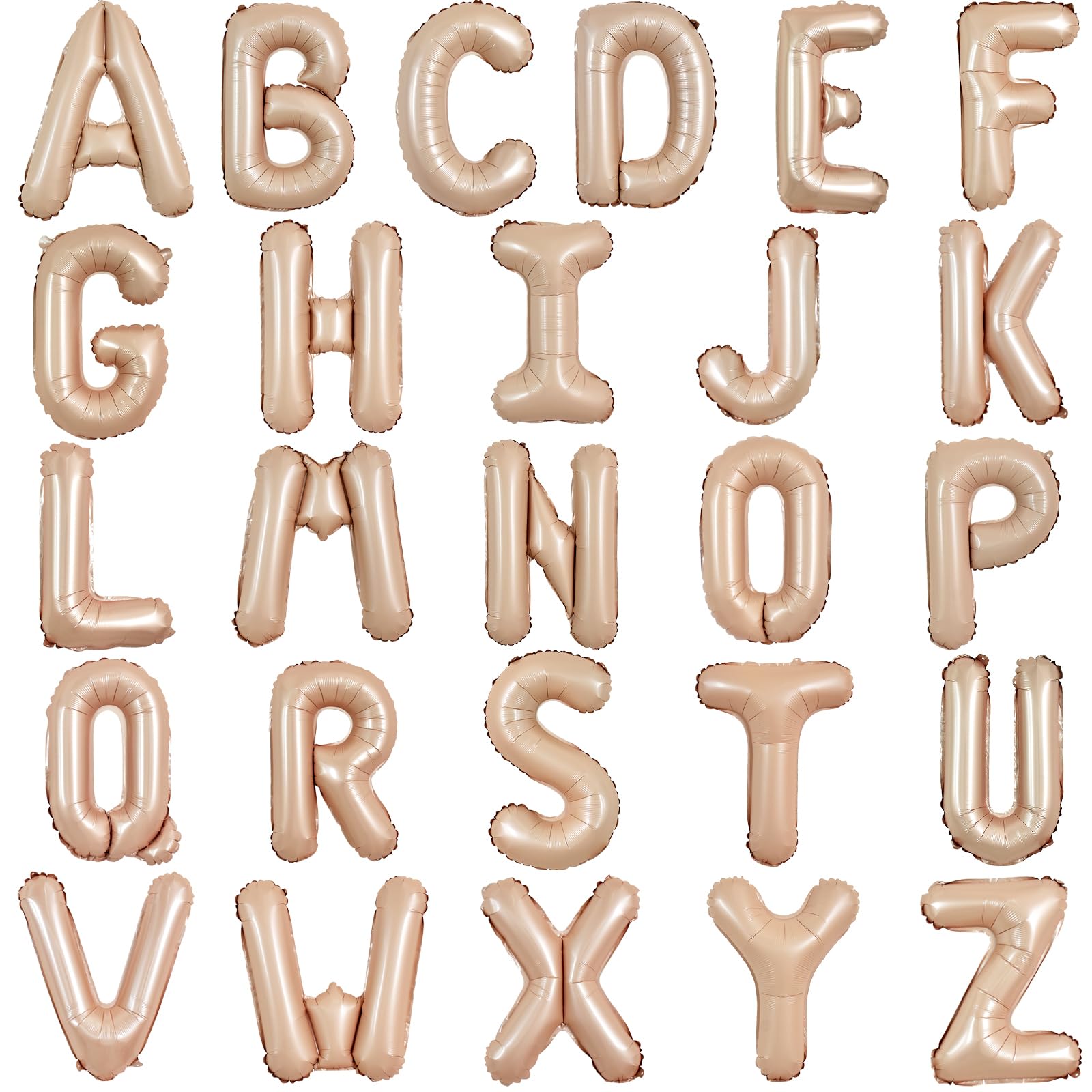 TONIFUL 52 Pieces 16 Inch Caramel Letter A-Z Balloons Custom Phrase Mylar Foil Alphabet Letter Create Your Own Banner Reusable for Birthday Anniversary Celebration Graduation Party Supplies Decor