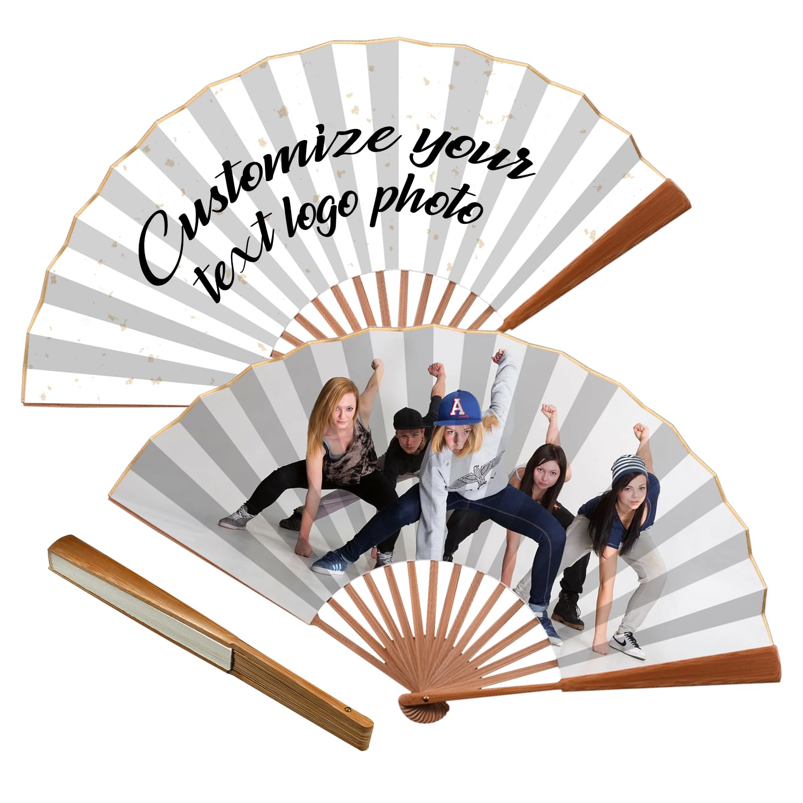 Angry Egg Boy Custom Folding Fan with Your Photo/Text, Business Personalized Bamboo Folding Fan, Parties, Shows, Weddings, Birthday Custom Folding Rave Fans - 10pcs