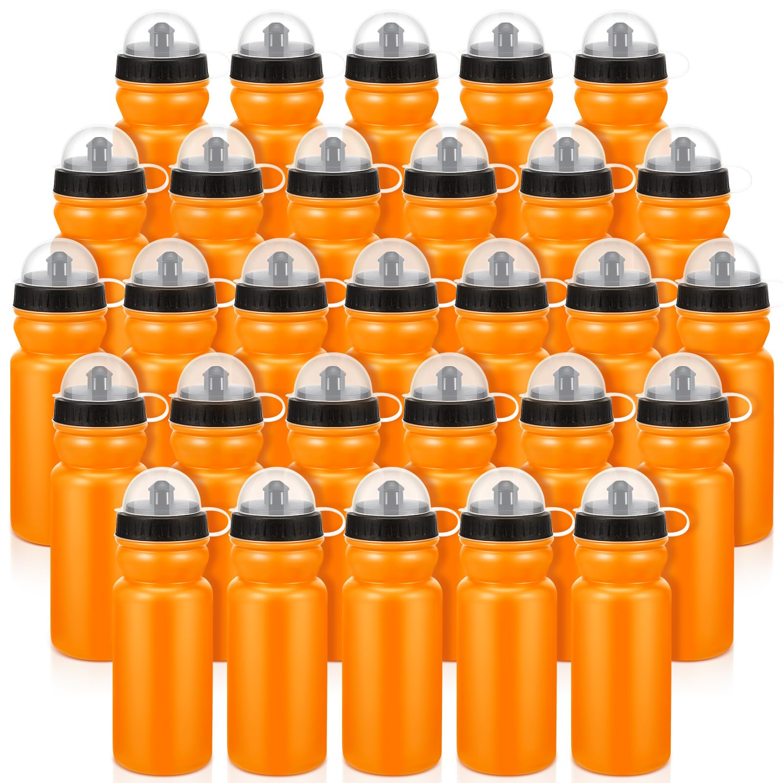 Mumufy 100 pcs Sports Water Bottles Bulk 20 oz Plastic Water Bottles Reusable Mountain Bike Water Bottle Leakproof Blank Water Bottles for Sporting Events Boys Girls Adults