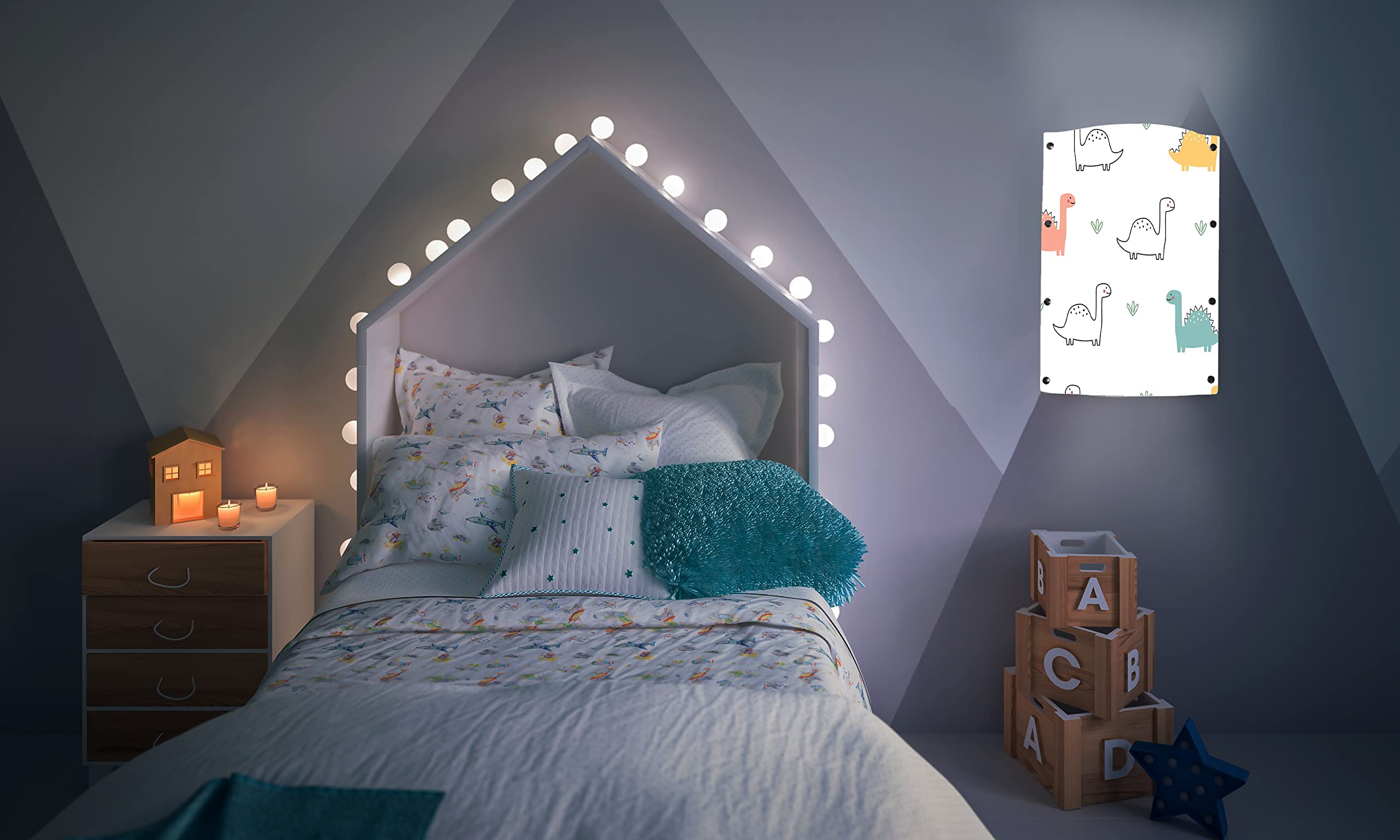 Lampada Applique Da Muro Per Bambini Jungle – Grafica Scenografica, Paralume In Tessuto, Per Cameretta 35x40 Cm