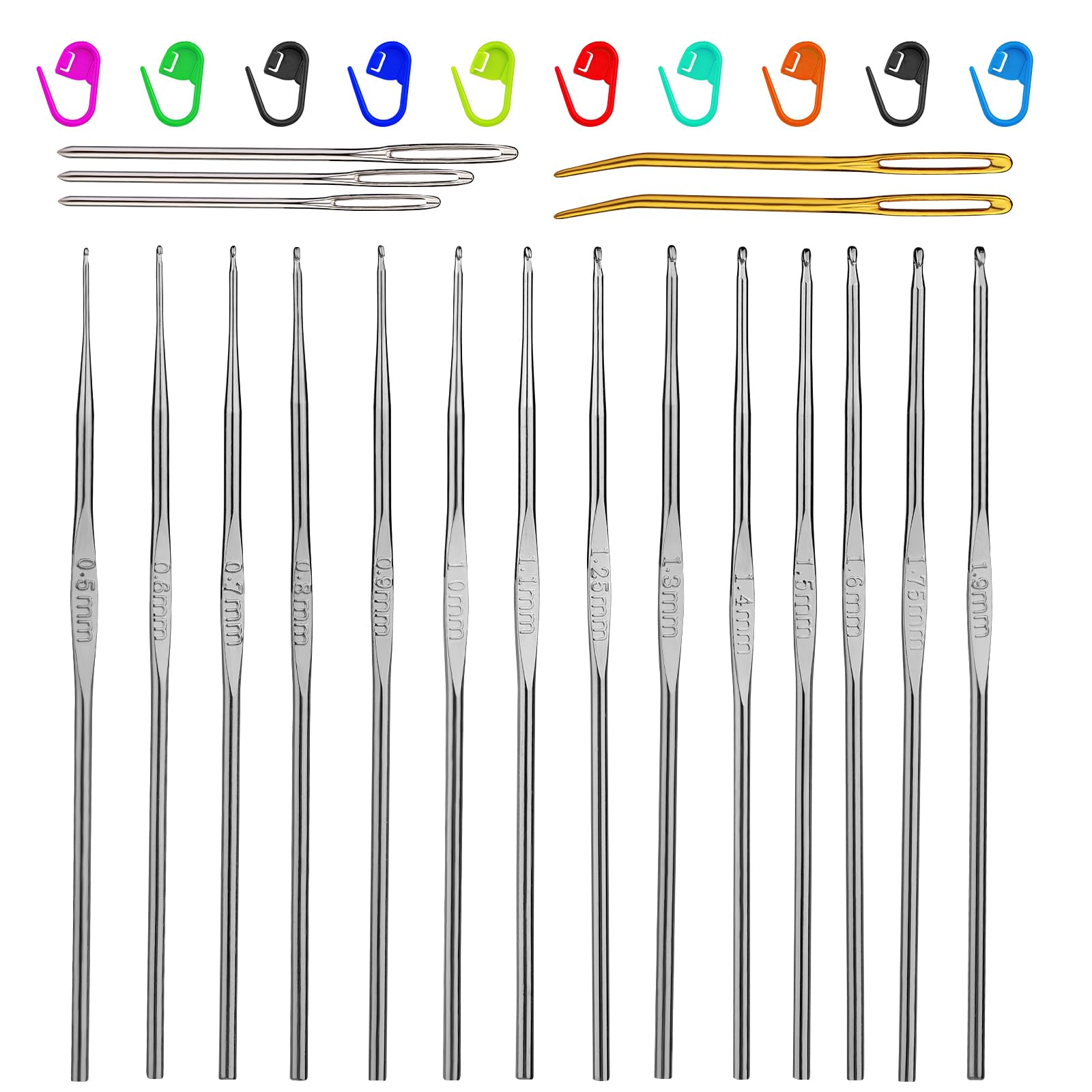 1Pc 2Mm À 10Mm Crochet Multicolore Métal Artisanat Fil À Tricoter Aiguilles