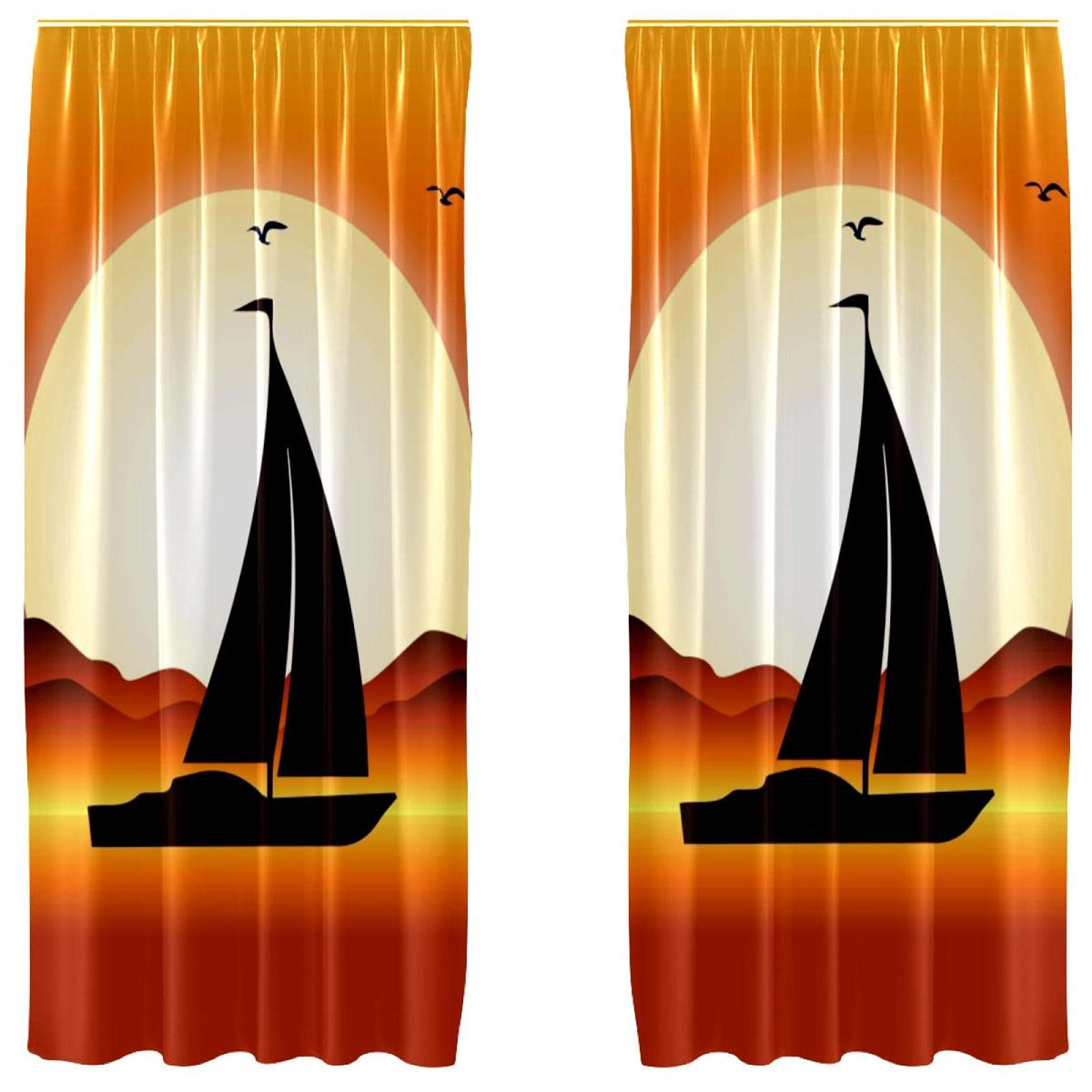 Cortinas para ventana en juego de 2 piezas, color naranja, 55 x 84 pulgadas para salón
