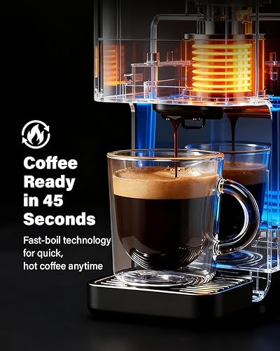 Miniatura 4 de Máquina de café expreso de 20 bares, compatible con cápsulas Nespresso Original y Dolce Gusto, café molido y cápsulas ESE, tanque de 47.3 onzas,