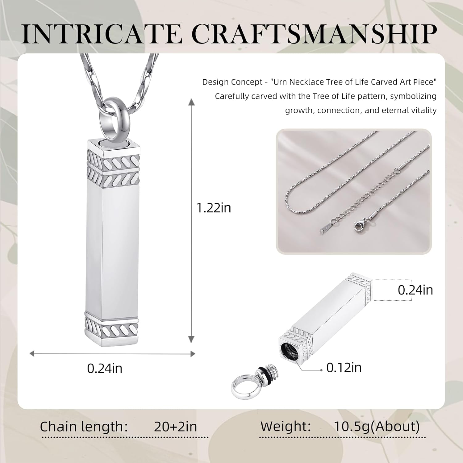 Urn Necklace for Men Women Cube Bar Cremation Jewelry for Ashes Keepsake Ashes Necklace Pendent with Keepsake Urn Memorial Ash Jewelry - Image 2