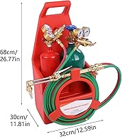 Vista 5 de Kit de soplete de soldadura, kit de soplete de soldadura de boquilla de latón de tubo largo con medidor de oxigeno acetileno kit de soplete de corte