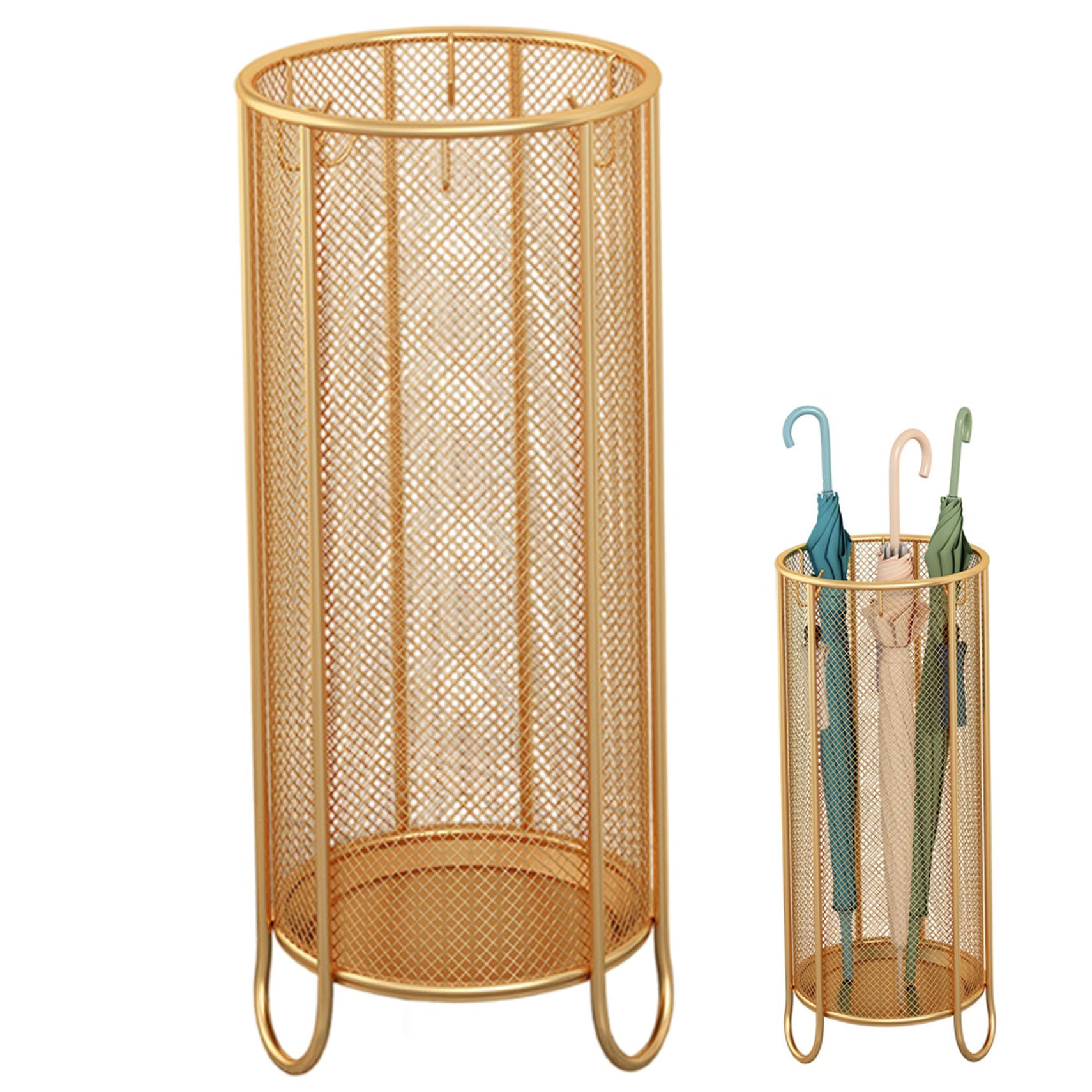 Support de parapluie design doré en fer forgé haut de gamme pour entrée