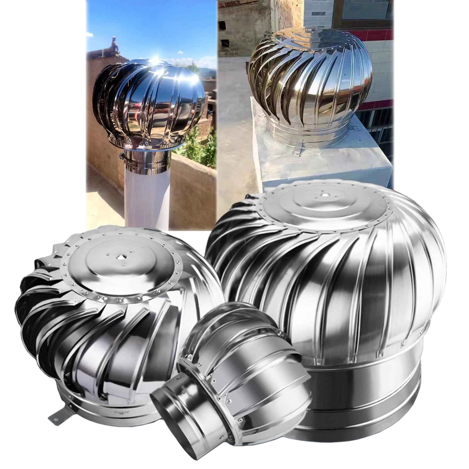 Cappello Eolico Per Canne Fumarie, Turbina Comignolo Girevole Per Stufa | Resistentealle Intemperie, Acciaio Inossidabile TurbineS Eoliche Per Ventilazione Camino Con Capventilazione(200mm)