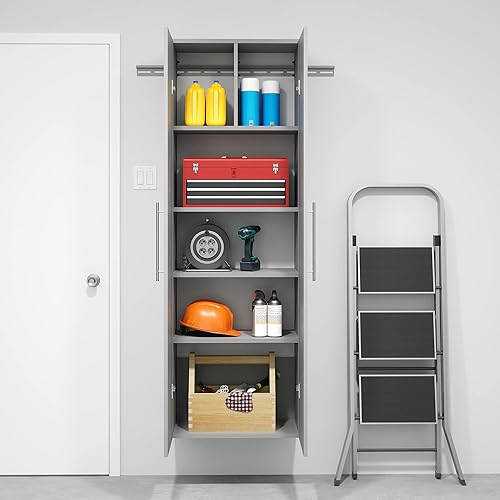 Miniatura 53 de Prepac HangUps - Armario de almacenamiento grande, color gris claro inmaculado de 36 pulgadas con estantes y puertas de almacenamiento, ideal para