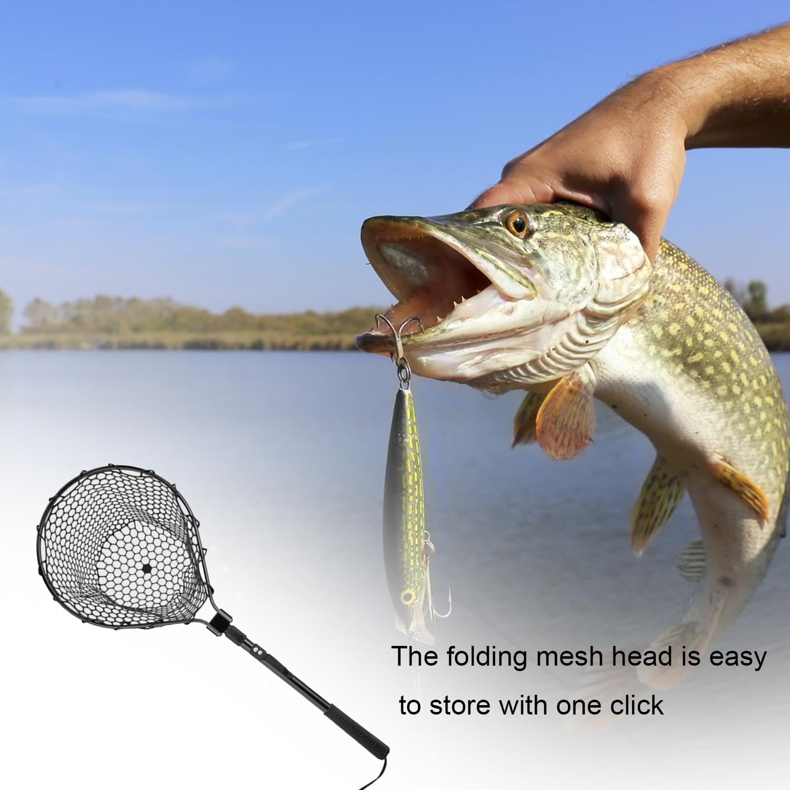 Filet De Pêche Télescopique Avec Poignée - Pliable, Transport Facile - Pour Eau Douce Et Salée - Enfants Et Adultes - 3
