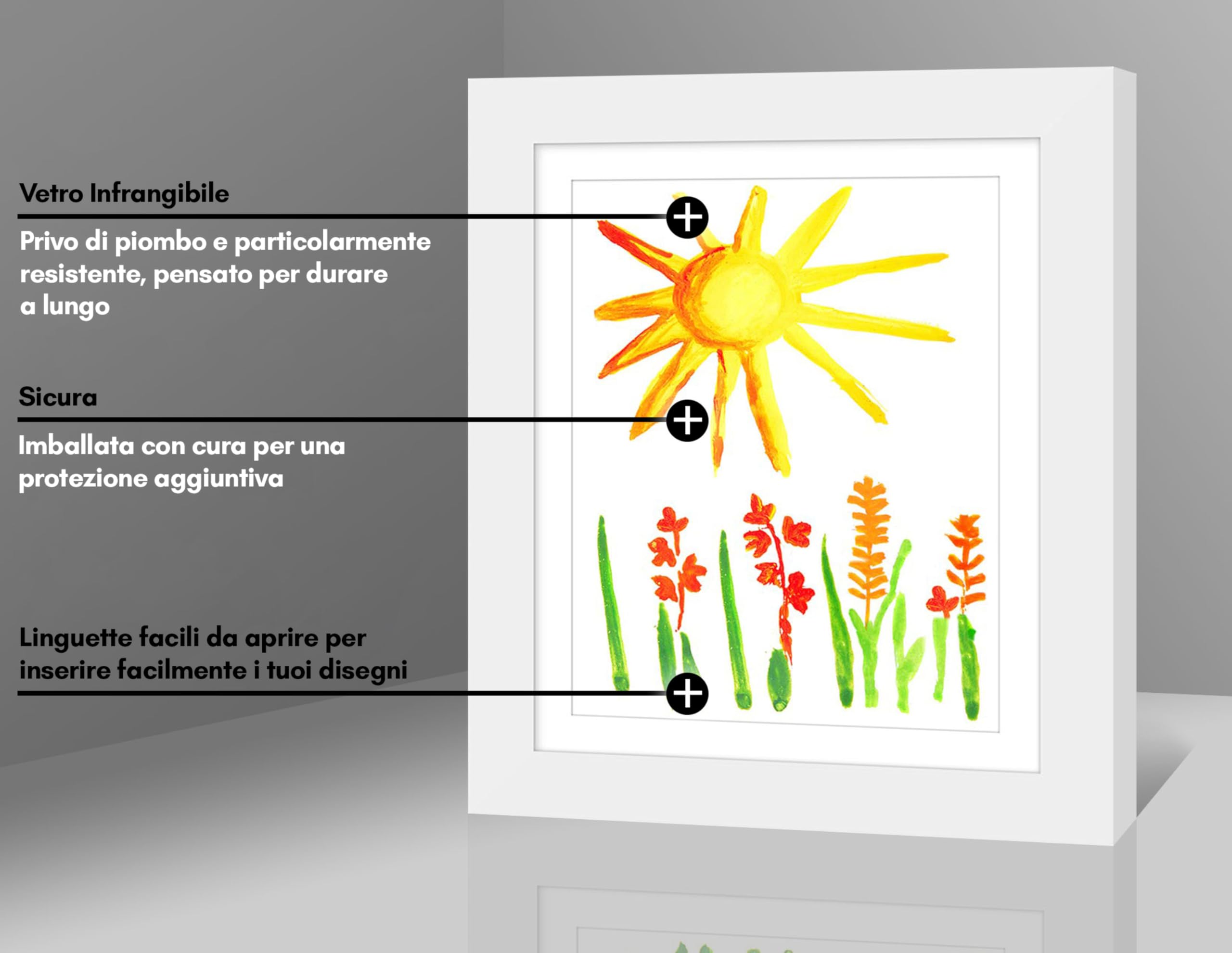 Cornice Porta Disegni Americanflat Per Bambini - 2 Cornici A4 Con Vetro Infrangibile - Foto 2