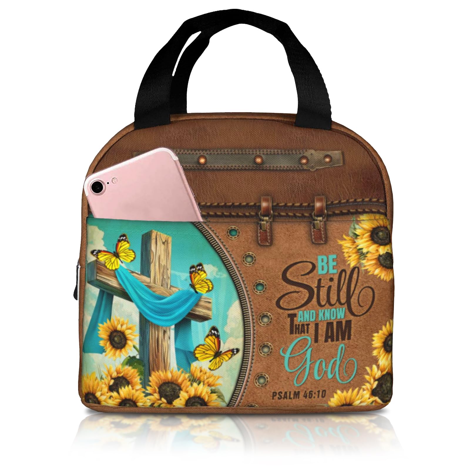 Nebcog Christian Insulated Lunch Bag Religious Lunch Box Gift for Women Inspirational Spiritual Jesus Bible Verses Lunch Bag Leakproof Reusable Cooler