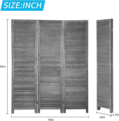 Miniatura 7 de BLKMTY Divisor de habitación, pantalla de privacidad de 3 paneles, pantalla plegable, divisores de pantalla de madera altos, divisor de pared