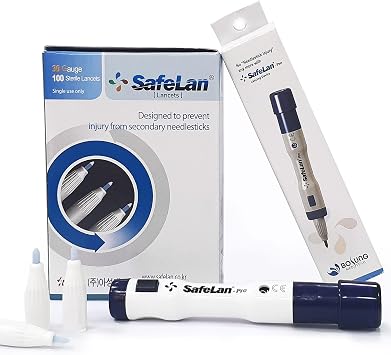 Set Safety Lancing Device + Lancets 1Box 30G/100Pieces Minimizing Pain Made in Korea