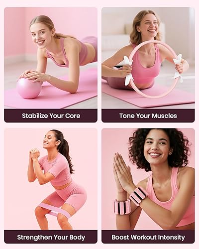 Miniatura 2 de Juego de anillos de pilates, anillo de yoga de círculo mágico, pelota de pilates, pesas ajustables para muñeca de tobillo, bandas de resistencia,