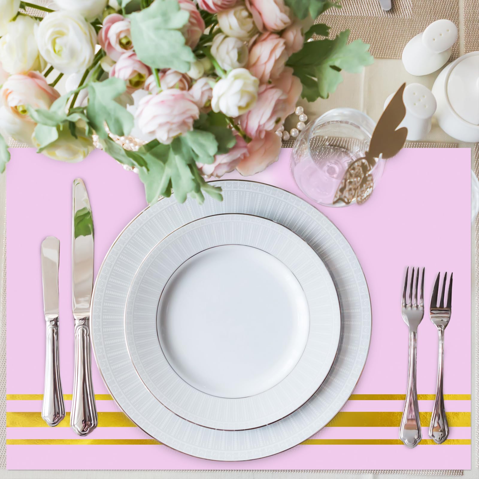 ストライプベッドリネンセット ピンク グリーン パープル シンプル＆ナチュラル。心地よい眠りを叶えるストライプ寝具セット Whaline 50枚 ストライプペーパープレースマット 使い捨てテーブルマット レッド ピンク カバナストライプ 装飾プレースマッ