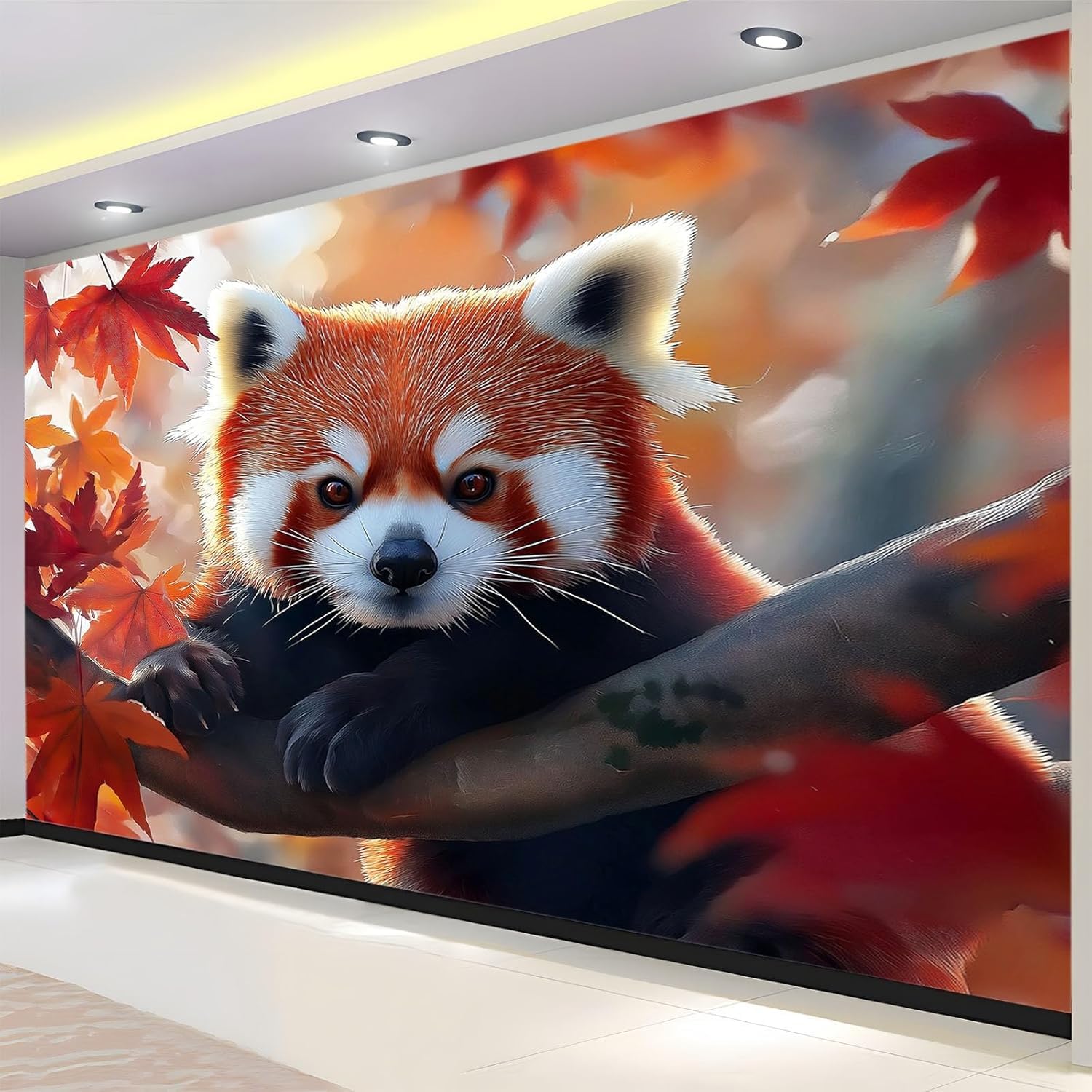 Papier peint panda roux panoramique pour créer un cocon nature dans une chambre
