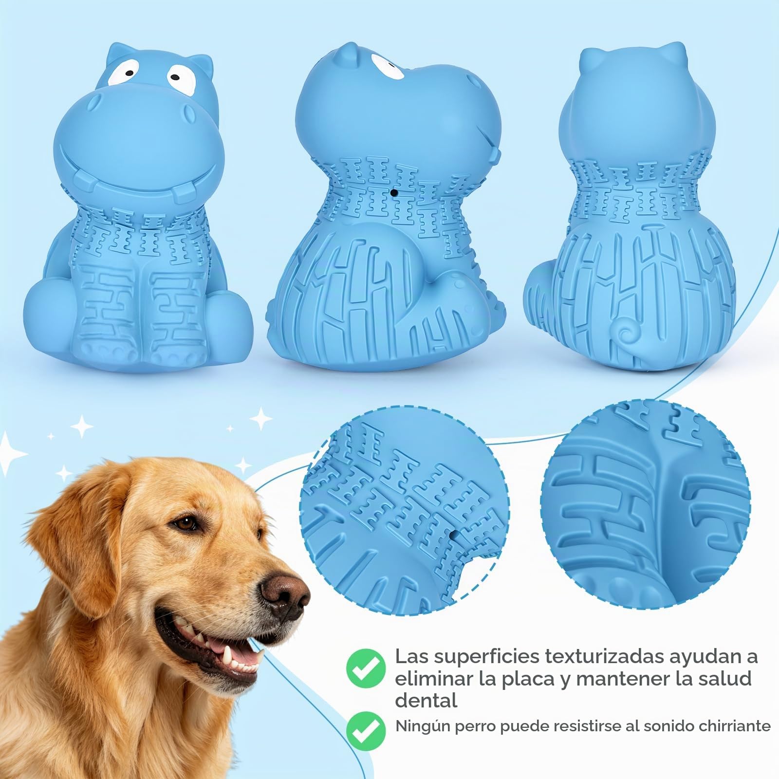petizer Squeaky, Juguete para Perros Indestructible para masticadores agresivos, Juguete de Seguridad para Perros, Caucho Natural para Perros pequeños/medianos/Grandes