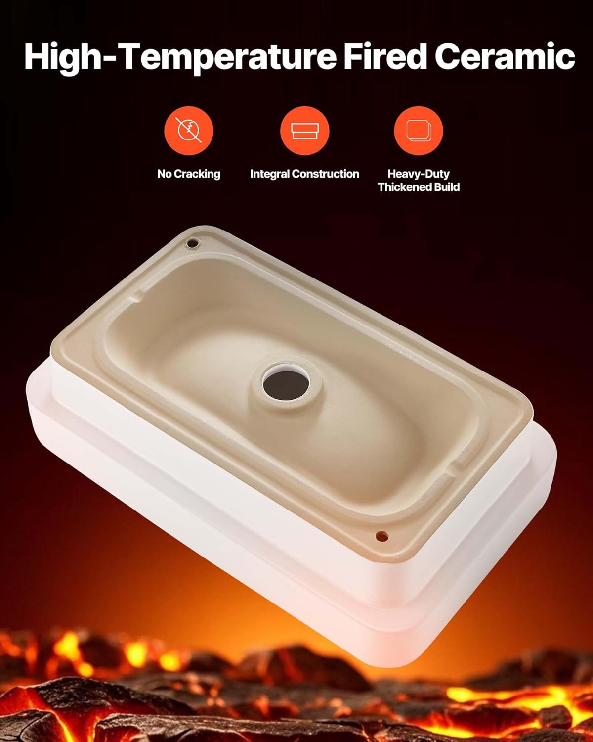 VEVOR Semi Recessed Bathroom Sink, 19.29 x 12.01 Inch Rectangular White Ceramic Vessel Sink with 1-3/4 Inch Drain Hole, Drop in Modern Lavatory Vanity Bath Wash Bowl Basin, Rectangle for Small Space