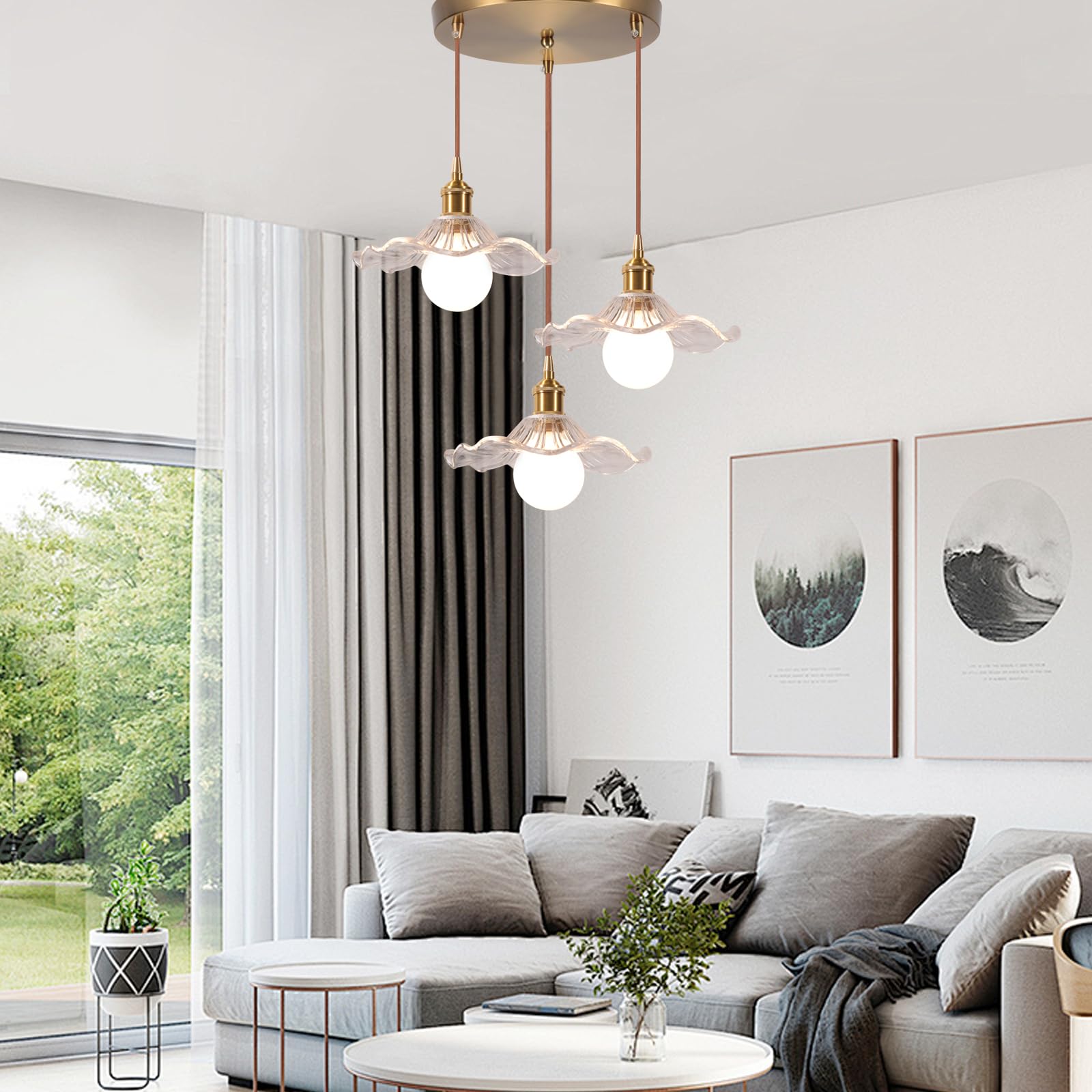 DLGLOLIN Suspension Luminaires en Verre Intérieure Moderne