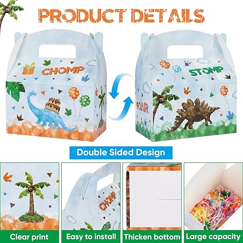 Miniatura 3 de WERNNSAI Paquete de 12 cajas de fiesta de dinosaurios, decoraciones de cumpleaños de dinosaurios, cajas de recuerdo de fiesta de dinosaurios