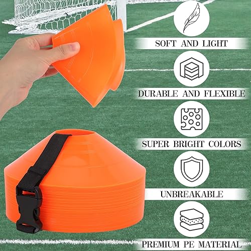 Miniatura 4 de Paquete de 15253050 conos de fútbol con bolsa de malla y correa-conos de fútbol para entrenamiento deportivo, fútbol, baloncesto, ejercicios de