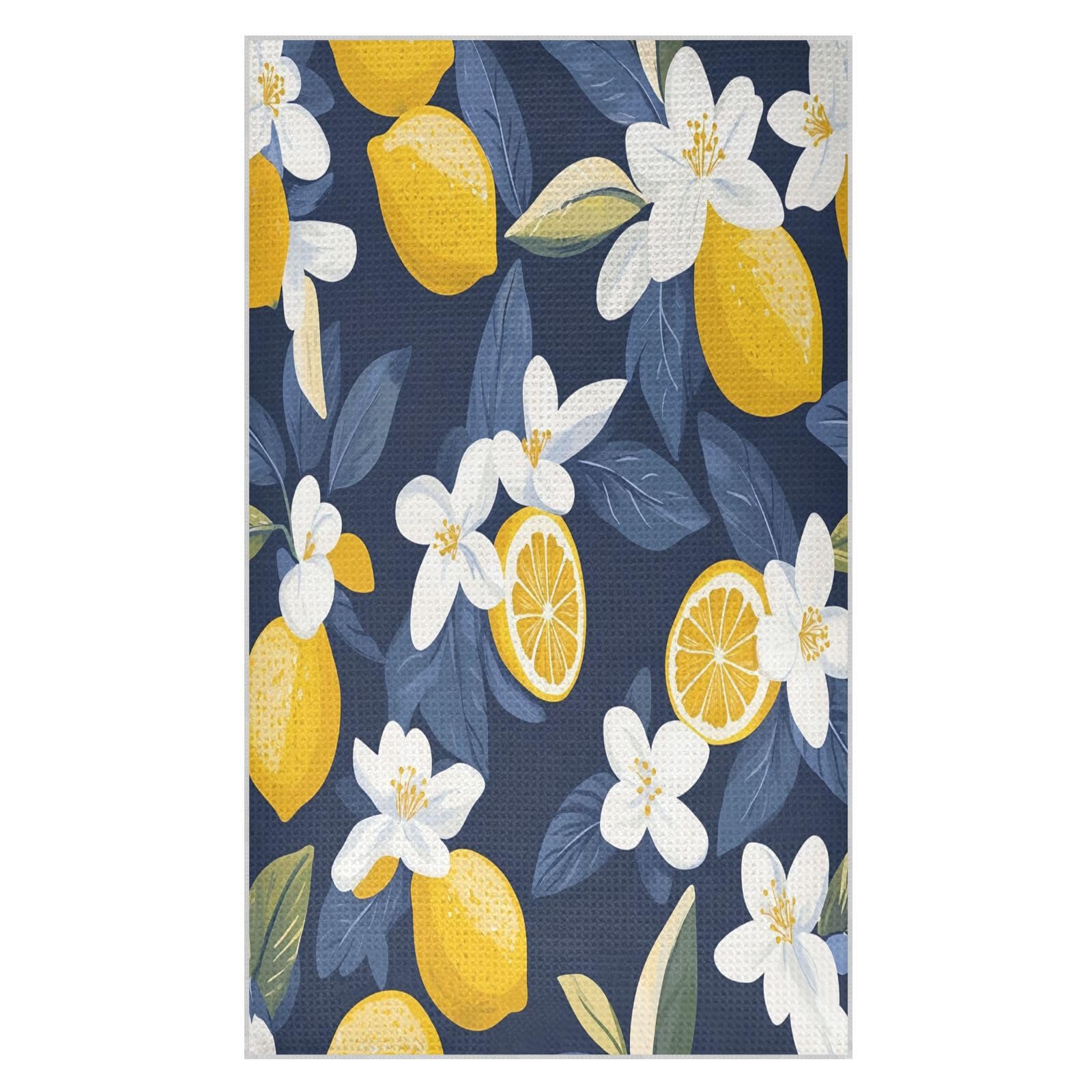 BURSTDDY Cartoon Lemon Kitchen Towels,Absorbent Dish Towels 2 Pack