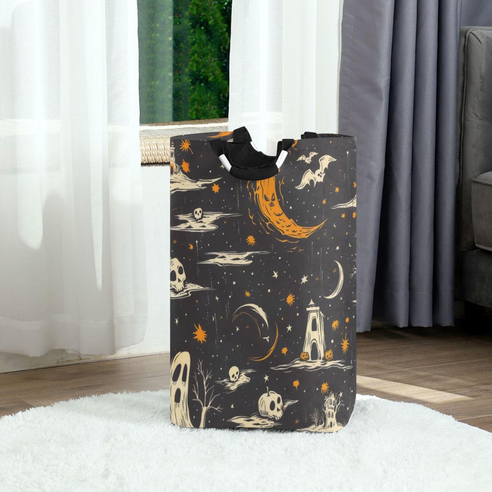 Jihqo Laundry Hamper Basket Cute Ghosts Halloween Collapsible Nursery Storage Bin Waterproof Clothing Baskets for Home Bedroom Bathroom Washing Room