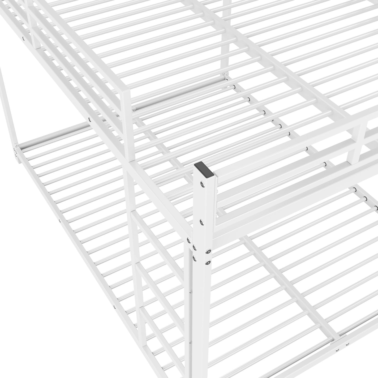 PUGSDRLY Lit Superposé en Fer 140x200cm, 2 Places pour Adolescent et Enfant, Cadre de Forme Classique (Blanc)