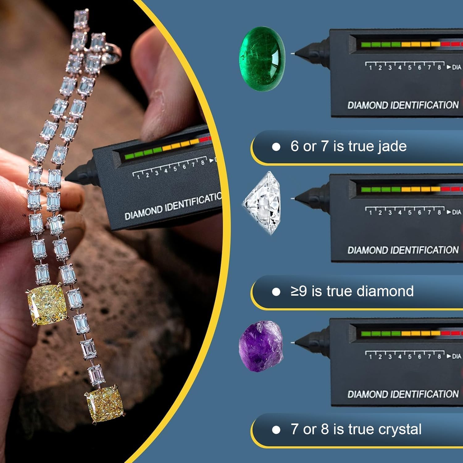 Diamond SE Tester- Professional Diamond & Moissanite Detector, 2-Second Results with LED/Sound Alert, Portable Gemstone Tester for Jewelry, Pawn Shops, Home Use (Includes Case & Batteries)
