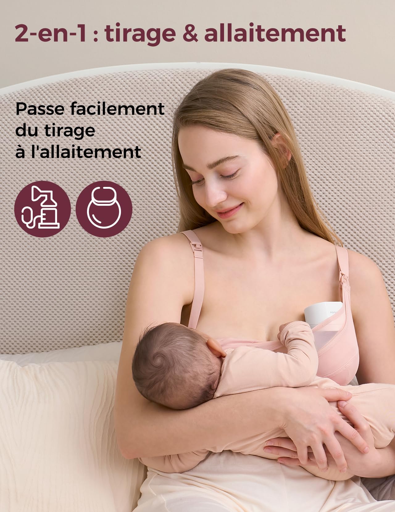 momcozy Soutien Gorge Allaitement et Tire Lait Mains Libres en Maille Respirante, Soutien Gorge Tire Lait Grande Taille 95C-115E, Brassière Tire Lait Confortable 2 en 1 - 4