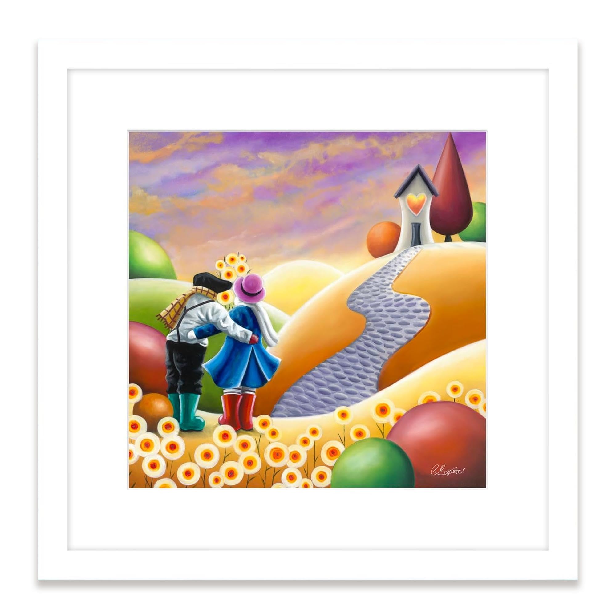 Artko Love Themed Framed Wall Art - 'Picked for You' by Claire Baxter - Contemporary Vibrant Artwork - Ready to Hang Home Décor - 43.5cm x 43.5cm