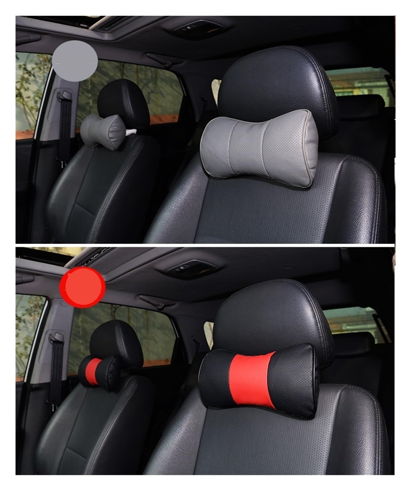 2 cojines for reposacabezas de asiento de coche, almohada de viaje, cojín ortopédico for el cuello, de fibra de cuero, que alivia el dolor de cuello y la sensación de conducción.(Beige)