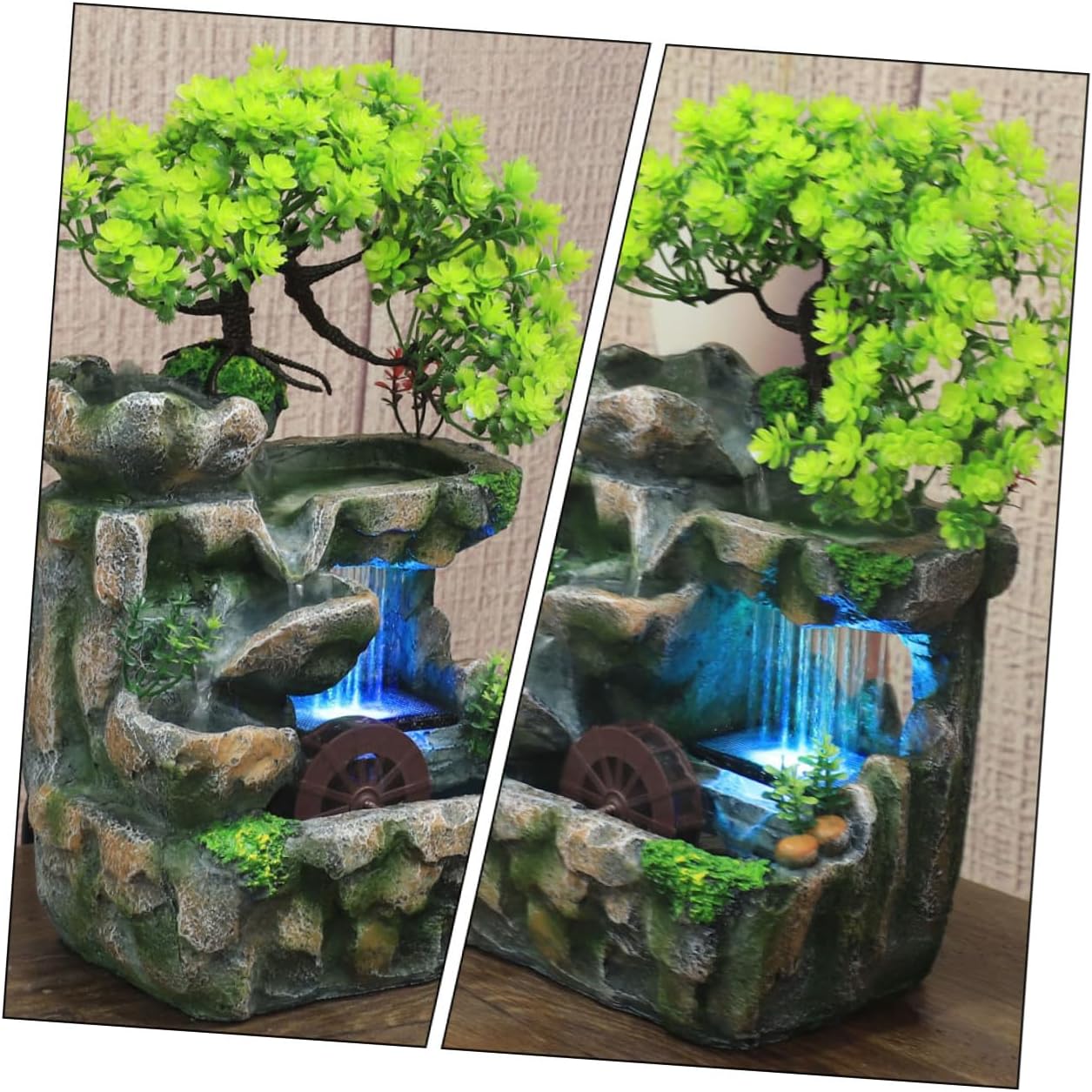 Indoor Mini Water Fountain Resin Tabletop Waterfall Decor for Desktop Relaxation Zen Meditation with US Plug Soothing Indoor Water Feature for Home Office Bedroom