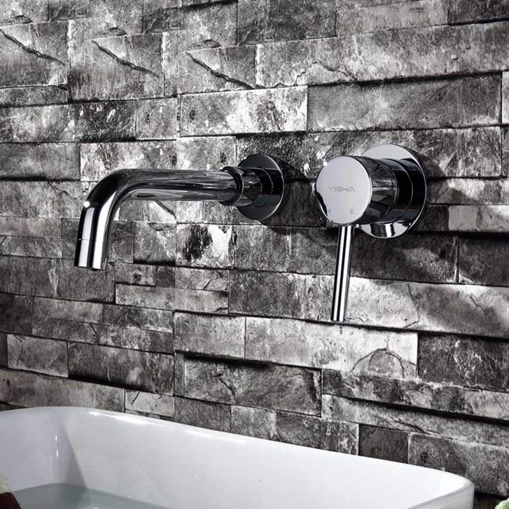 grifo para lavabo, YWSZJ Grifo de pared moderno una sola manija con 2 orificios