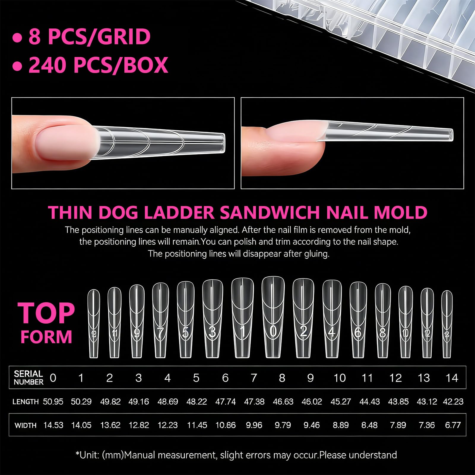 Original Sandwich Nagelformen Dual Set 240 Piezas Largo Sargnagel Plantilla Para Pronto Alargamiento De Uñas Sin Plantillas De Papel Necesarias 15 Tamaños Form