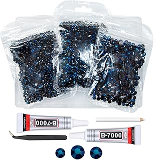 Ink Blue Resin Rhinestones w B7000 Jewelry Glue for Bedazzling Crafting 3mm 4mm 5mm Montana Flatback Jelly Stones SS10-SS20 Navy Blue Diamonds Gems for Nails Face Makeup Tumblers Crafts Decor
