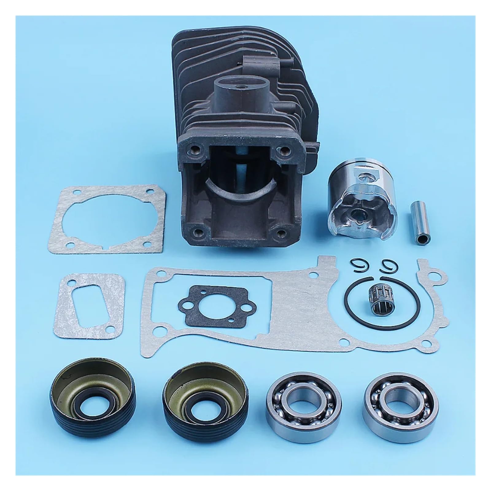 Compatible con Husqvarna 340 345 E, repuesto for herramientas de jardinería, kit de junta de sello de cojinete de cigüeñal de pistón de cilindro de motosierra de 40 mm