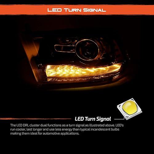 Miniatura 4 de AKKON - Para 09-18 Dodge Ram 1500 2500 3500 Blk LED DRL Switchback Halógeno Actualización Proyector Faro Lámparas