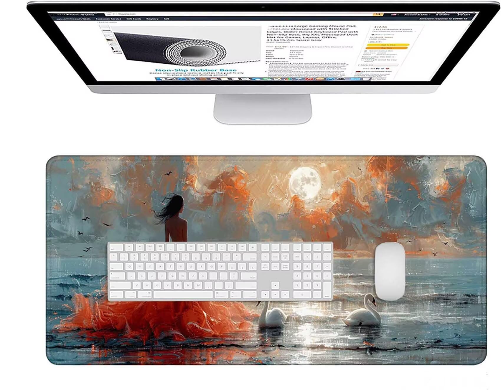 Szara podkładka pod mysz XXL 1600 x 800 x 3 mm duża podkładka pod mysz plażowa podkładka pod mysz akcesoria biurowe, zmywalna, antypoślizgowa gumowa podstawa, wodoodporna podkładka pod mysz do