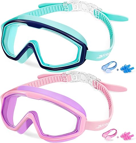Freela Gafas de natación transparentes para niños de 3 a 15 años, antiniebla, sin fugas, para piscina, playa, natación
