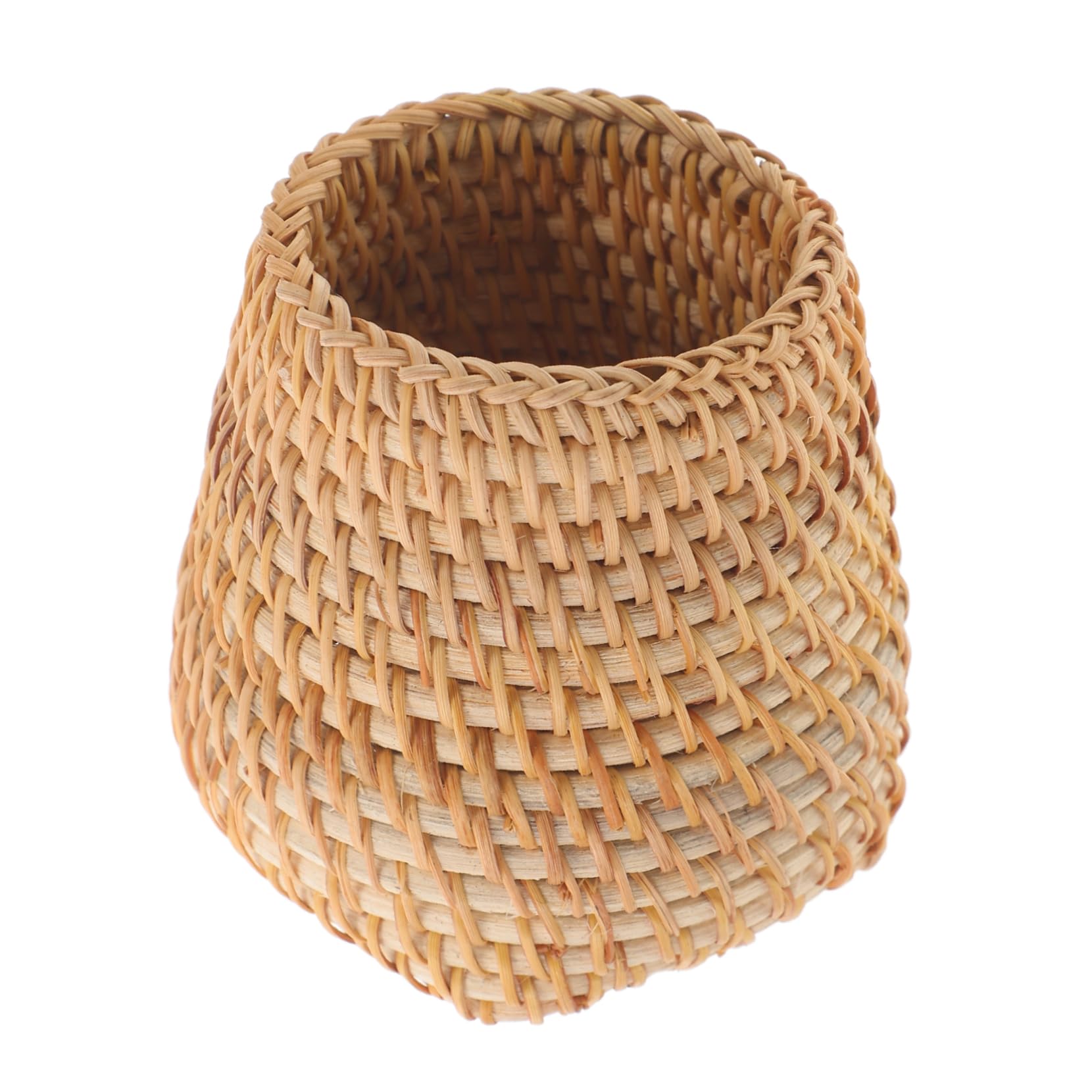 NUOBESTY 4 Pezzi Portapenne in Rattan Unico Portapenne da Ufficio per Scrivania Stile Naturale Rattan E Capacità