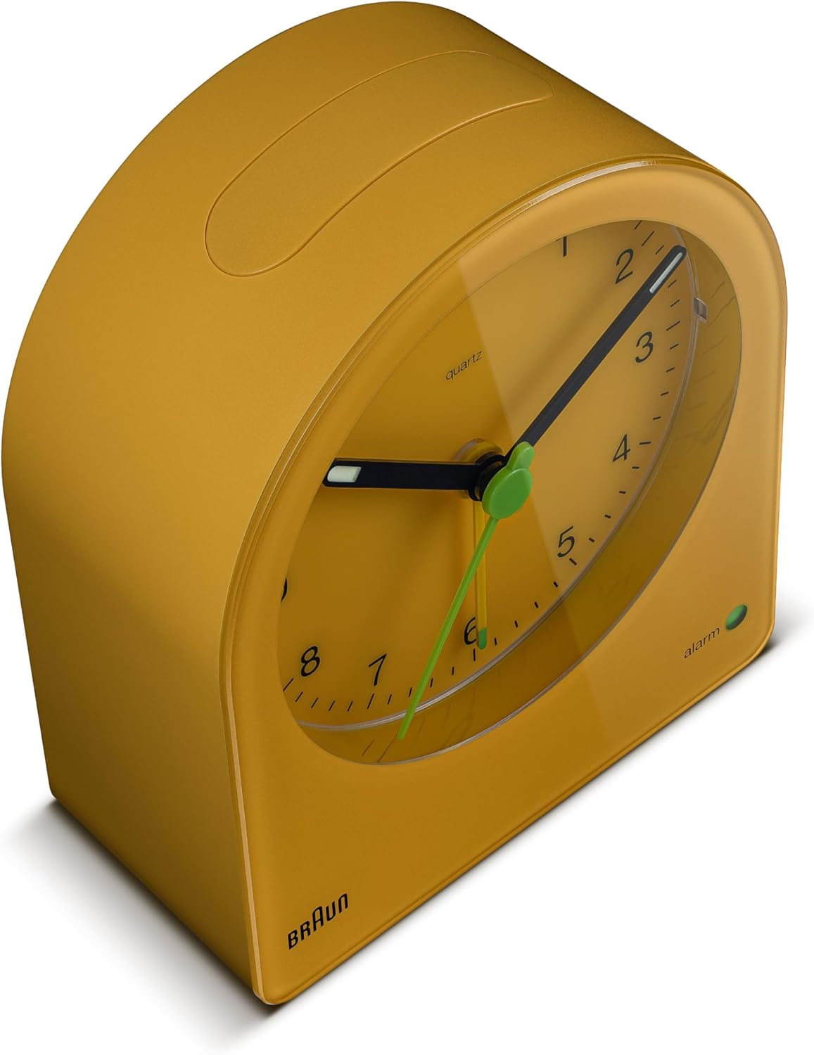 Braun Classic Analogue Alarm Clock with Snooze and Continuous Backlight, Quiet Quartz Movement, Easy to Read Dial, Crescendo Beep Alarm in Yellow, Model BC22Y.