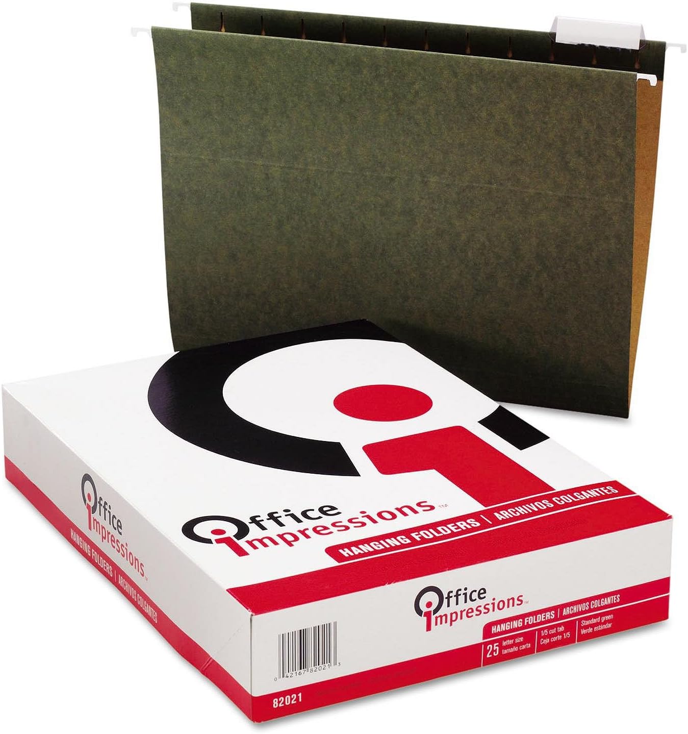 Office Impressions 1/5 Tab Hanging File Folders, Standard Green (Letter, 25 ct.)