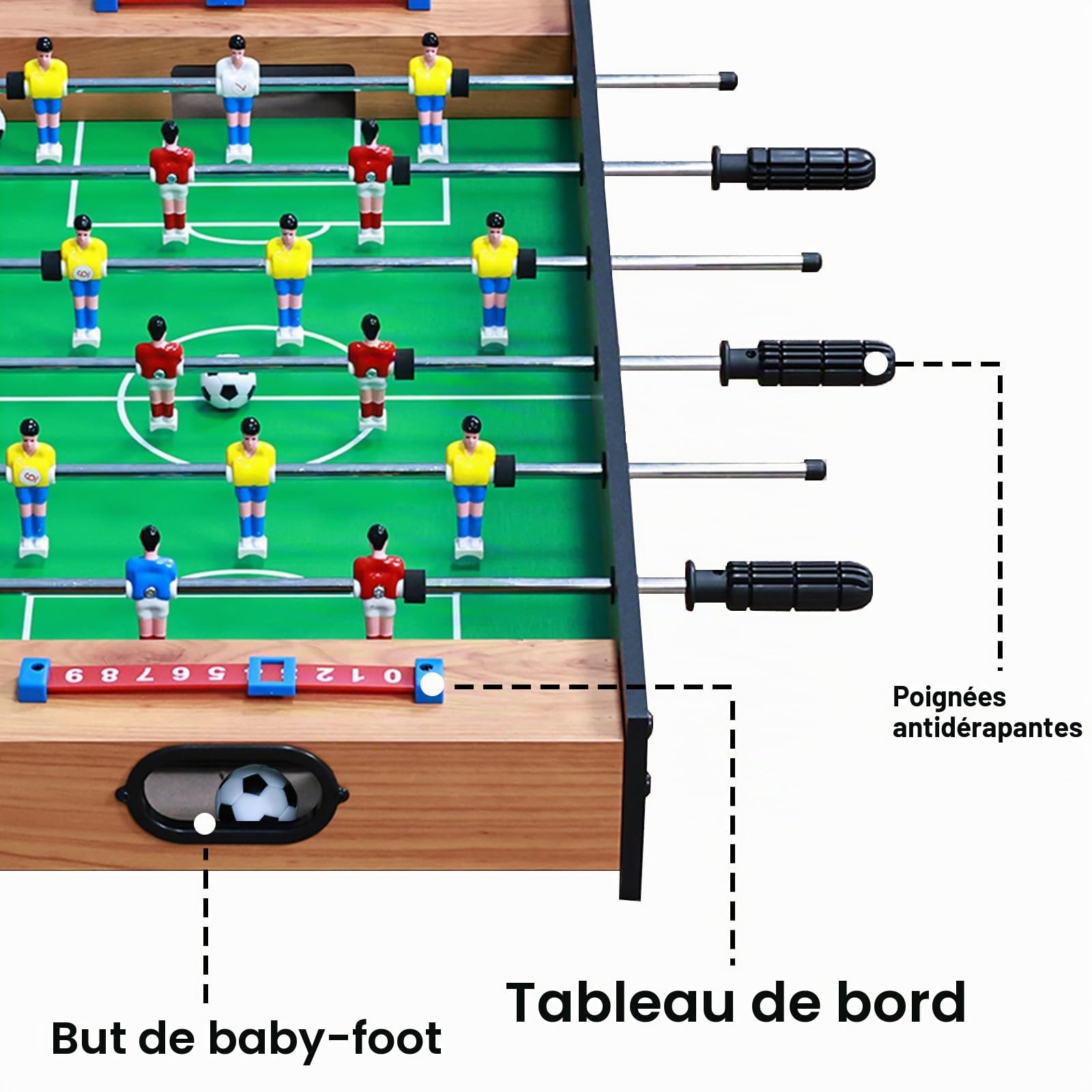 Table multijeux 2 en 1 Baby-Foot en Bois avec Air Hockey,Table de Jeu avec Poignée Antidérapante & 2 Ballons & 2 Palets & 2 Poussoirs, Jouet d'Arcade pour Fête Bar Salle de Jeux