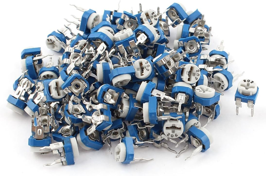 2K ohm Variable Resistors Vertical Variable Resistor Trimmer Potentiometer Potentiometers Blue 100Pcs