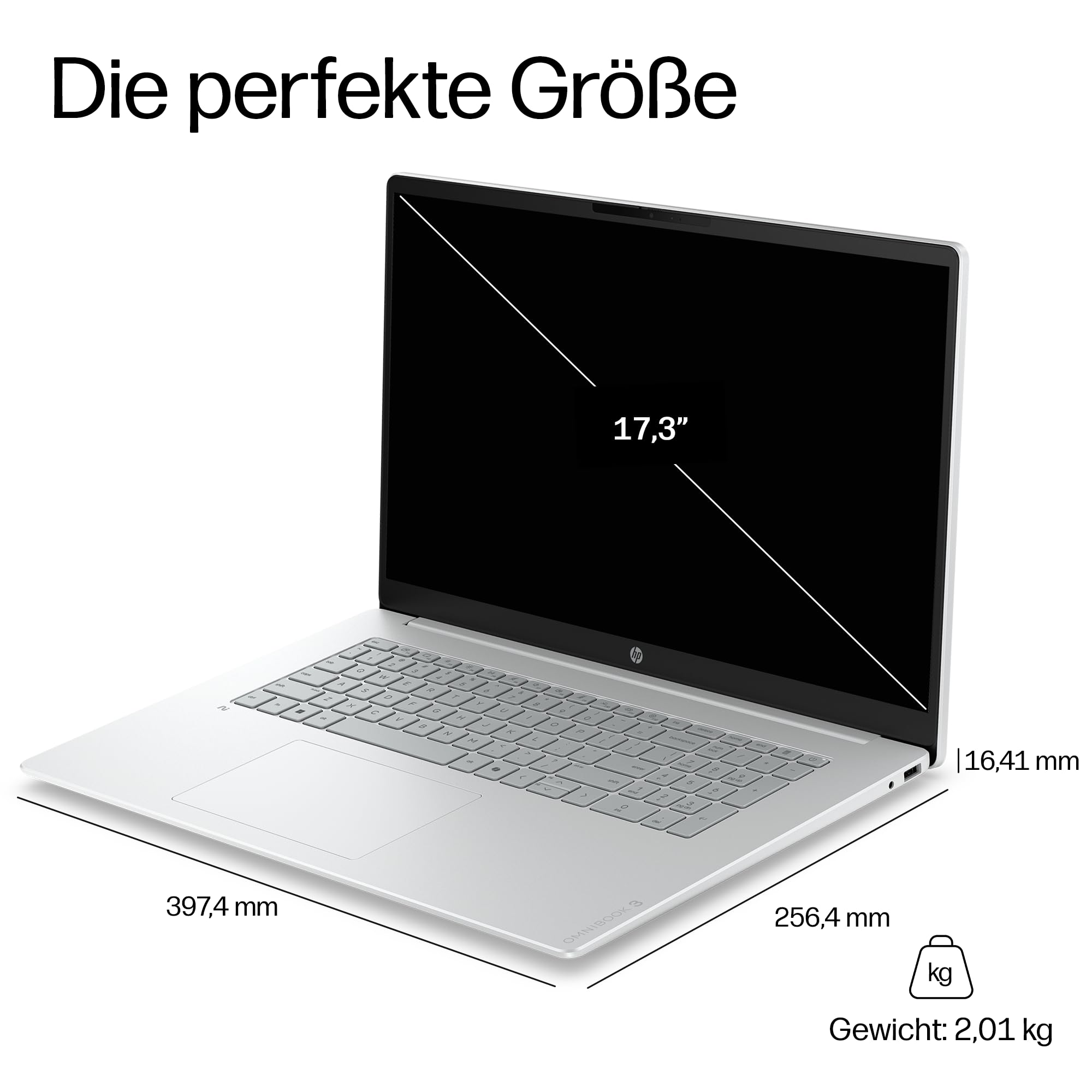 HP OmniBook 3 Laptop 17,3" FHD AMD Ryzen 5 16GB RAM 512GB Win11 Silber