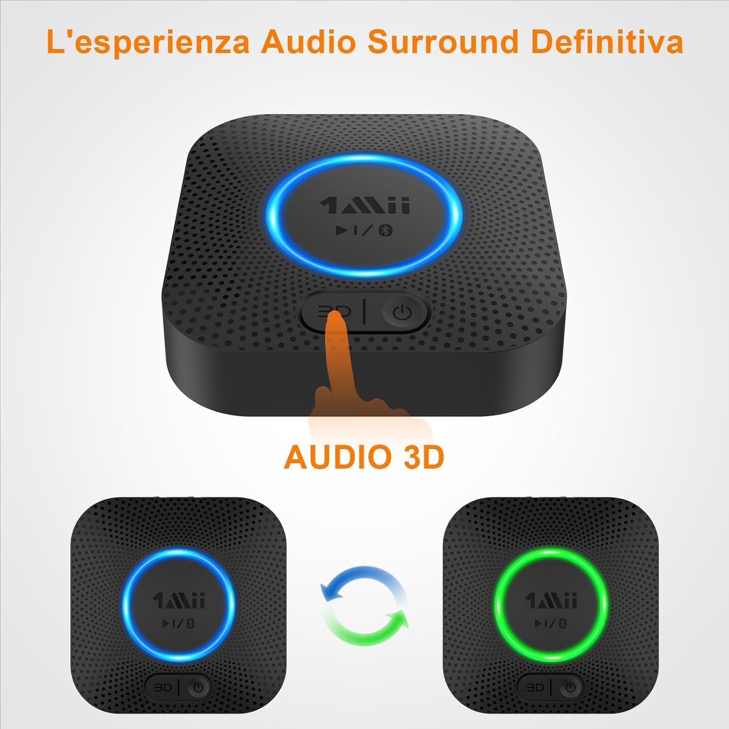 1Mii Ricevitore Bluetooth 5.3, Adattatore Audio Bluetooth HiFi con Jack AUX 3.5mm e RCA, 3D Surround e aptX HD, Wireless per Amplificatore, Stereo Casa, Lungo Raggio 50m