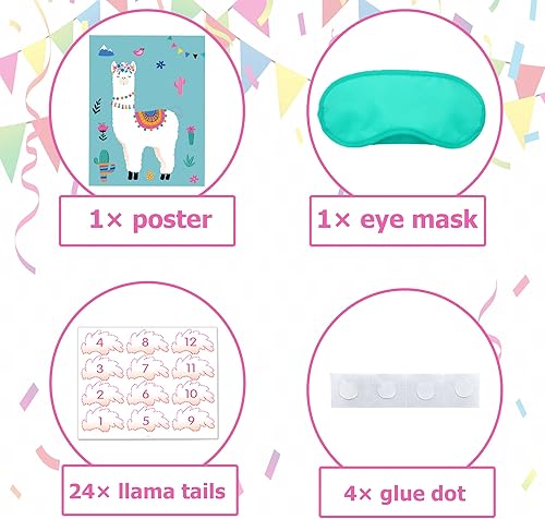 Miniatura 3 de Happy Storm Pin The Tail on The Llama Game, suministros de fiesta de cumpleaños con temática de llama para niños, decoración de aula de cactus del