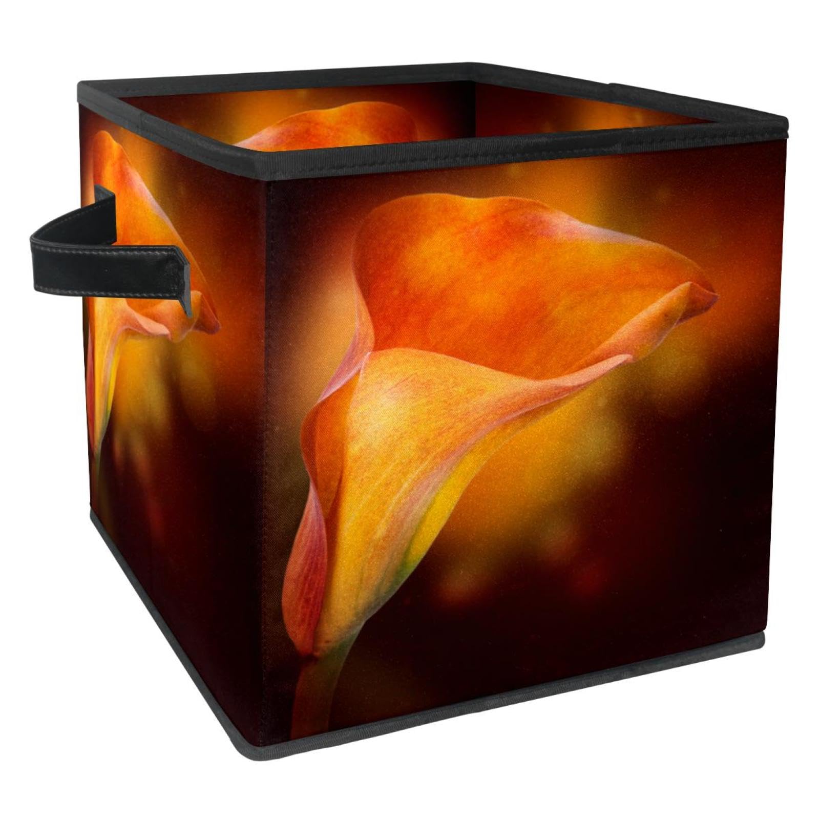 Boîte de rangement pliable en tissu Arum Lily cube avec poignées pour placard